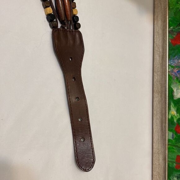 Nine West Leather Wooden Beats and Thread Belt - Picture 5 of 5